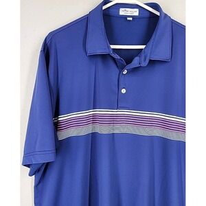 Peter Millar Summer Comfort Polo Shirt Mens XL, Short Sleeve Blue With‎ Stripes